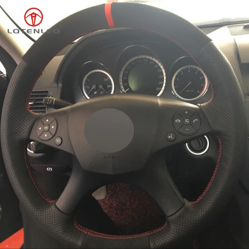 LQTENLEO Black Genuine Leather Suede Car Steering Wheel Cover for Mercedes-Benz C-Class 2007-2010 C280 C230 C180 C260 C200 C300
LQTENLEO Black Genuine Leather Suede Car Steering Wheel Cover for Mercedes-Benz C-Class 2007-2010 C280 C230 C180 C260 C200 C300