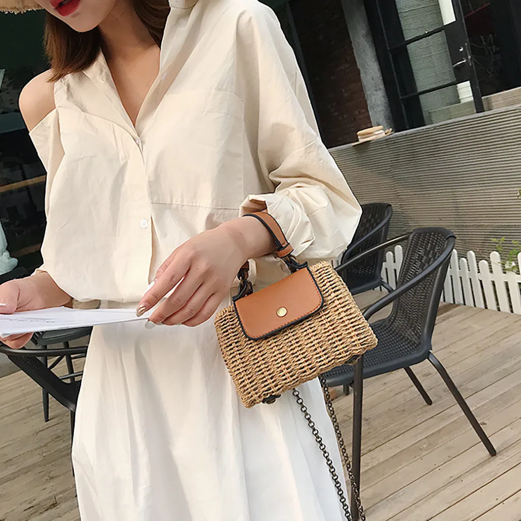 Fashion 2019 Women Casual New Wild Hand Woven Chain Bag Beach Handbag Messenger Shoulder Bag Small Beach Shopping Bag
Fashion 2019 Women Casual New Wild Hand Woven Chain Bag Beach Handbag Messenger Shoulder Bag Small Beach Shopping Bag
