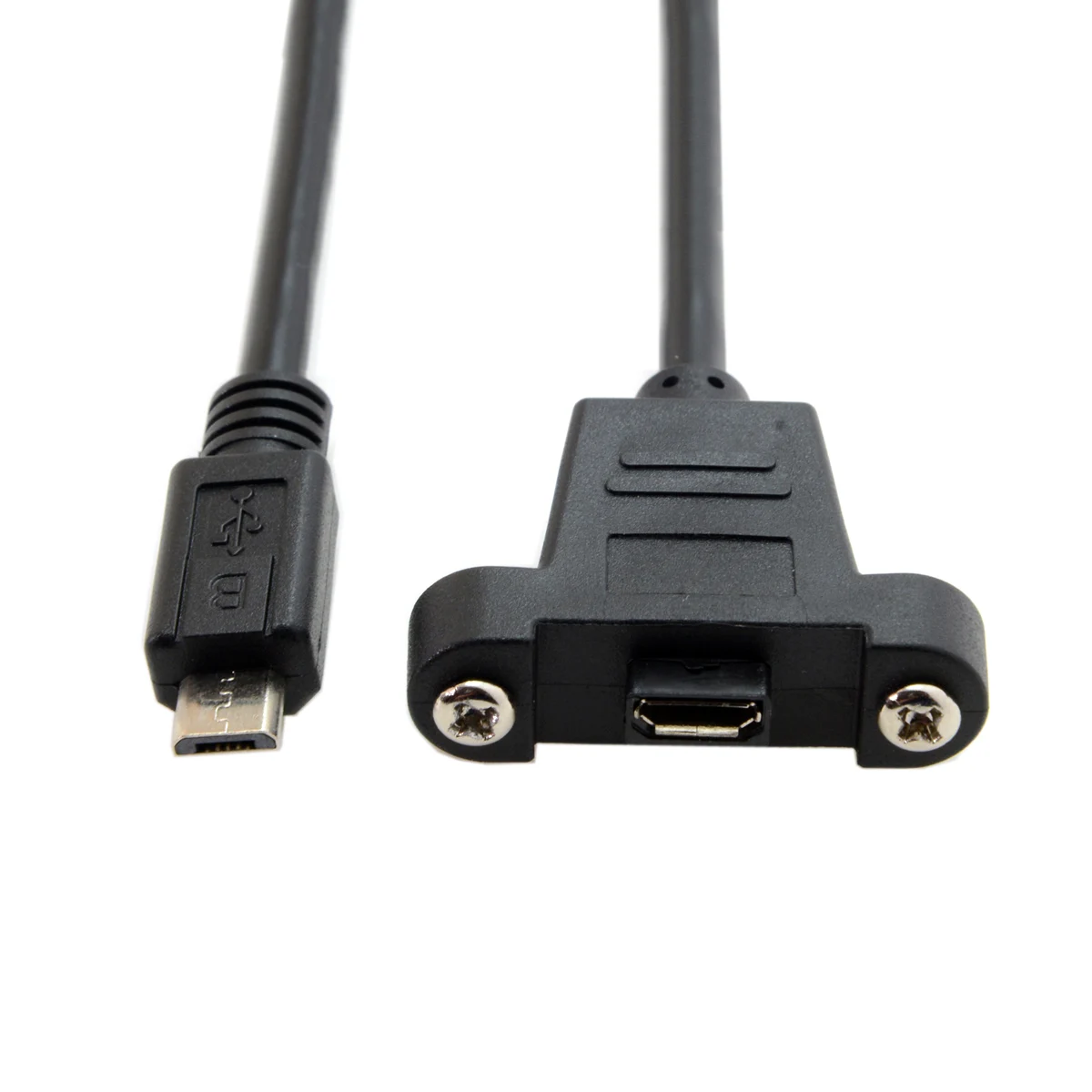 

CY Panel Mount Type Micro USB 5Pin Male to Female Extension Cable with Screws 50cm 3m 5m Black