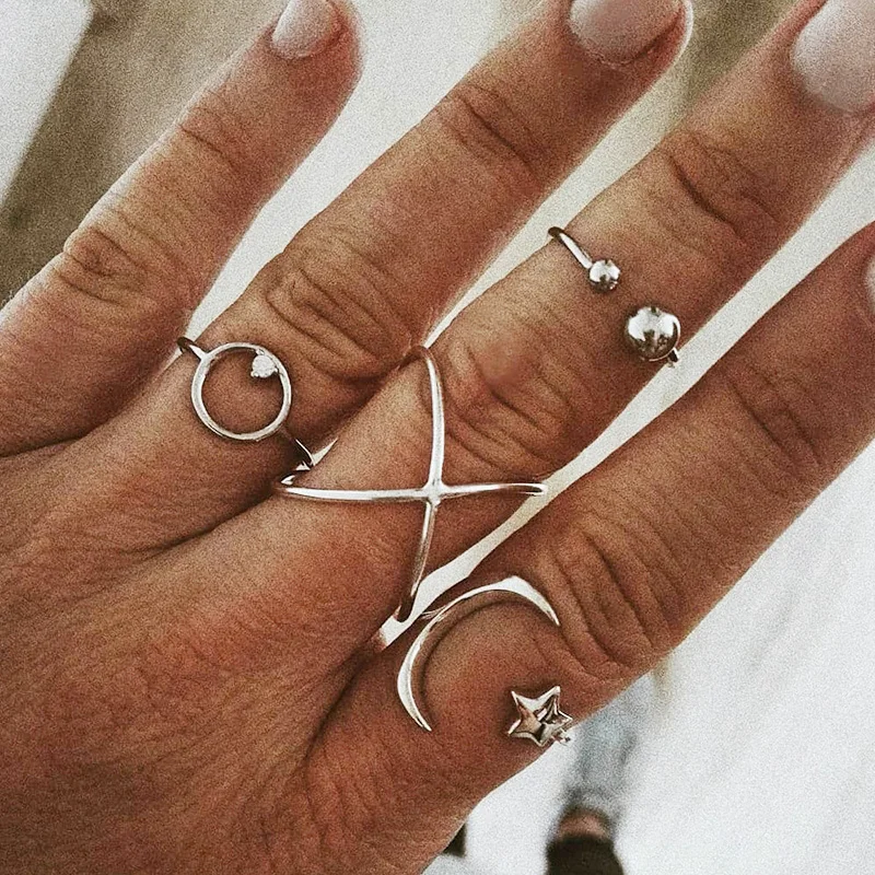 Fashion Silver Color X Knuckle Rings Set For Women Round Ball Midi Finger Ring Moon Star Female Party Jewelry Gift 4Pcs/Set
Fashion Silver Color X Knuckle Rings Set For Women Round Ball Midi Finger Ring Moon Star Female Party Jewelry Gift 4Pcs/Set
