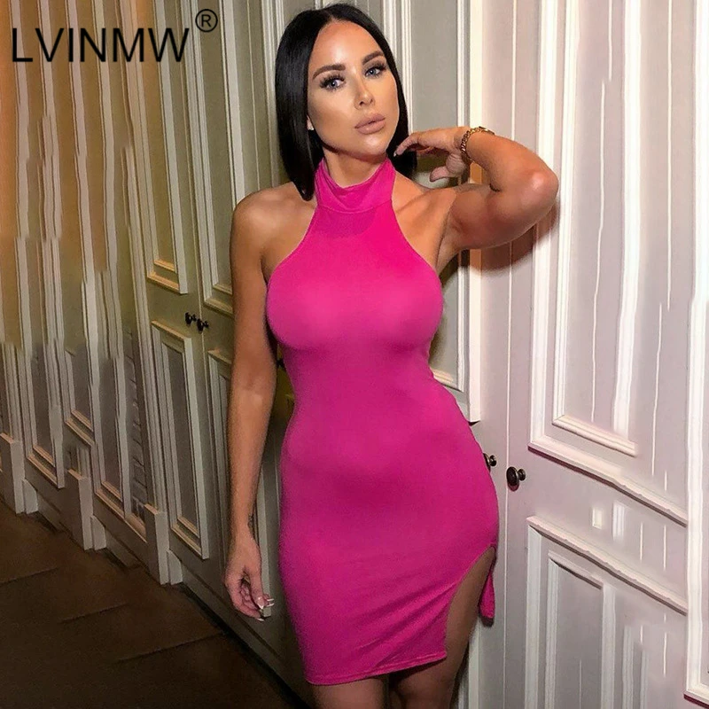 LVINMW Sexy Solid Halter Side Split Skinny Dress 2019 Summer Women Off Shoulder Backless Slim Dresses Female Party Club Clothes
LVINMW Sexy Solid Halter Side Split Skinny Dress 2019 Summer Women Off Shoulder Backless Slim Dresses Female Party Club Clothes