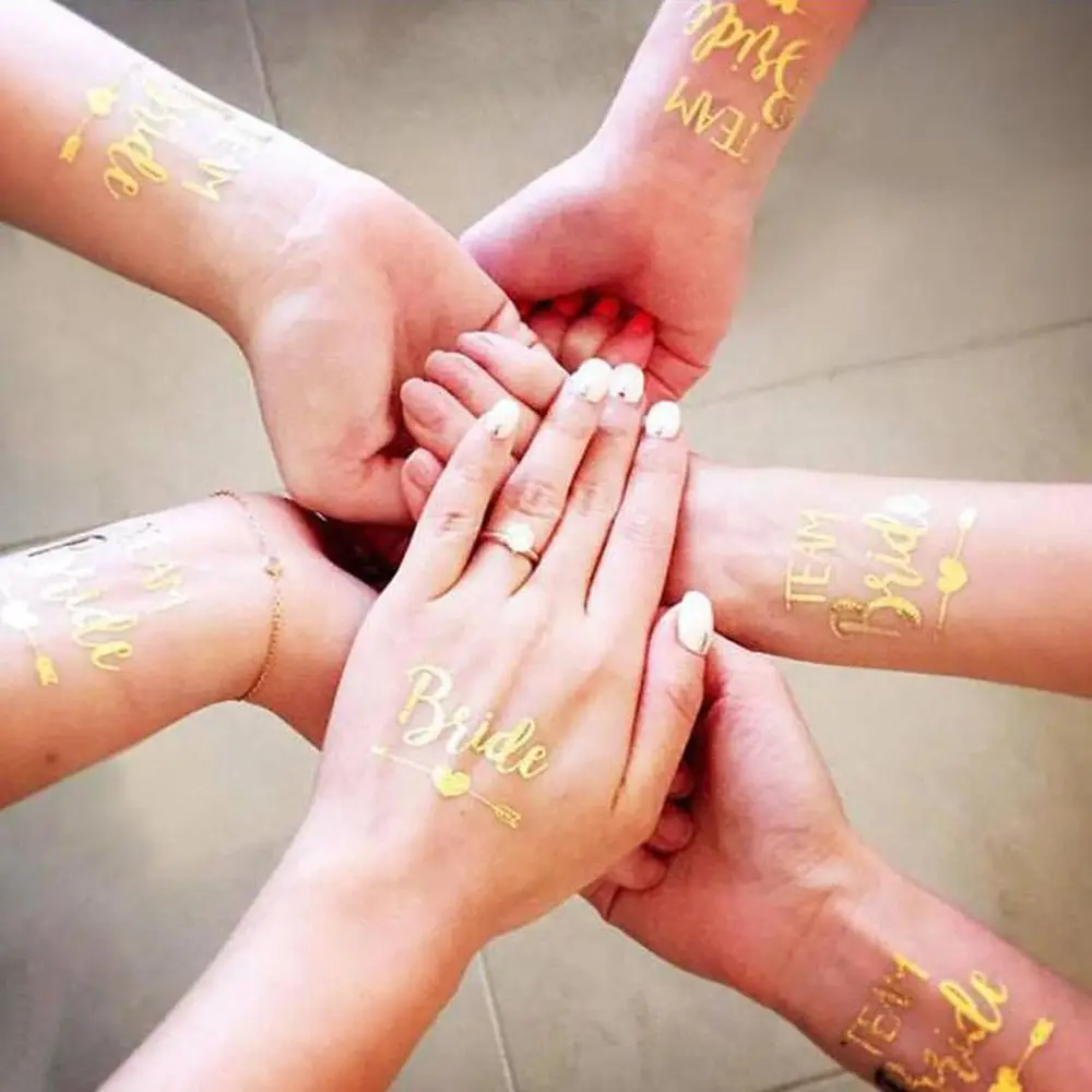 1 PC Fashion Bachelorette Party Bridesmaid Wedding Accessories Summer Waterproof Body Art Gold Temporary Tattoo Arm Sticker
1 PC Fashion Bachelorette Party Bridesmaid Wedding Accessories Summer Waterproof Body Art Gold Temporary Tattoo Arm Sticker