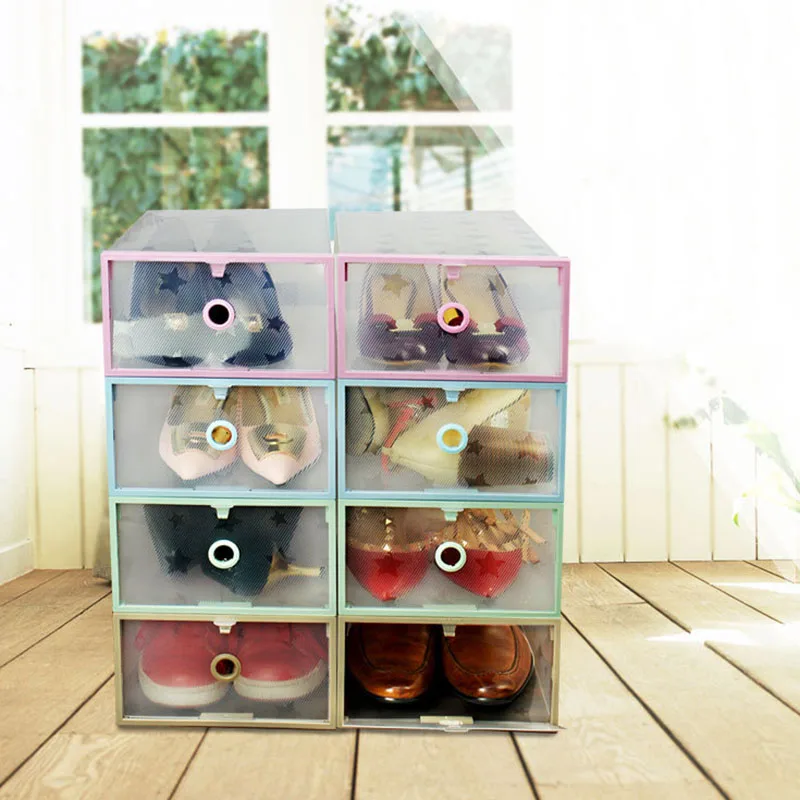 New 4 Color Shoe Box Plastic Shoe Storage Case Transparent Dust Proof Shoes Drawer Rack Portable Household Organizer
New 4 Color Shoe Box Plastic Shoe Storage Case Transparent Dust Proof Shoes Drawer Rack Portable Household Organizer