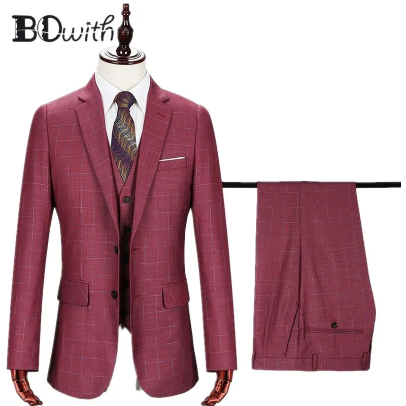High Quality Plain Red Wedding Men Suit Notched Collar Slim Fit 3 PCs Jacket+Pants+Vest for Wedding Groom Tuxedos Formal Suit
High Quality Plain Red Wedding Men Suit Notched Collar Slim Fit 3 PCs Jacket+Pants+Vest for Wedding Groom Tuxedos Formal Suit
