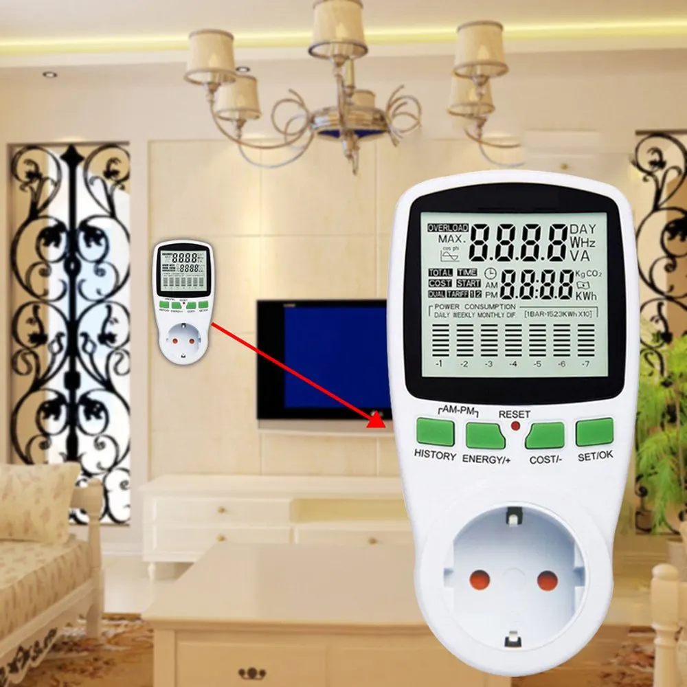 power meter Intelligent AC Power Meter Wattmeter Socket Energy Meter Voltage Current Frequency Electricity Monitor EU/US/UK Plug
power meter Intelligent AC Power Meter Wattmeter Socket Energy Meter Voltage Current Frequency Electricity Monitor EU/US/UK Plug