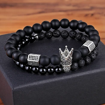 TYO Wholesale 2Pcs/Set Cubic Zirconia Crown Charm 8MM Black Matte Beads Matching Bracelets for His and Her Couples Jewelry
TYO Wholesale 2Pcs/Set Cubic Zirconia Crown Charm 8MM Black Matte Beads Matching Bracelets for His and Her Couples Jewelry