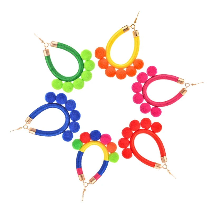 New Bohemia Women Fashion Colorful Manual Braided Rope Hose Fur Ball Pendant Earrings Wirewound Tube With Pompon Dangle Earrings
New Bohemia Women Fashion Colorful Manual Braided Rope Hose Fur Ball Pendant Earrings Wirewound Tube With Pompon Dangle Earrings