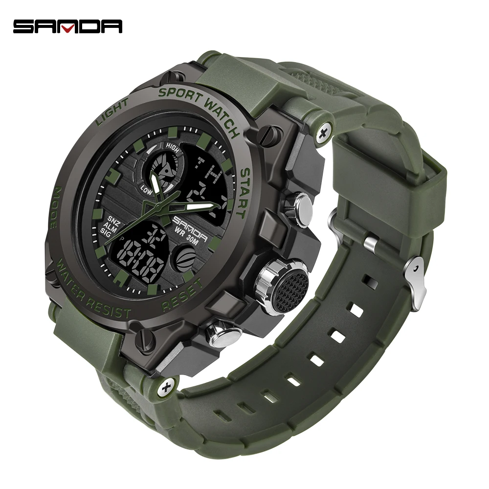 

SANDA Fashion Men Sports Watches Professional Military Mens Digital LED Army Dive Watch Casual Electronics Wristwatches Relojes