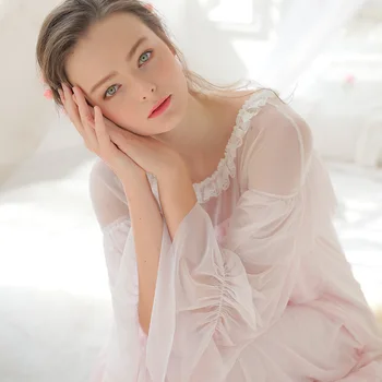 yomrzl A685 New arrival summer gauze women's nightgown one piece princess sleep dress ruffles long sweet sleeve sleepwear 
yomrzl A685 New arrival summer gauze women's nightgown one piece princess sleep dress ruffles long sweet sleeve sleepwear