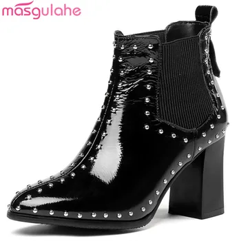 Masgulahe black fashion 2018 autumn winter boots women pointed toe rivet cow patent leather boots thick high heeks ankle boots
Masgulahe black fashion 2018 autumn winter boots women pointed toe rivet cow patent leather boots thick high heeks ankle boots