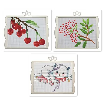 Small framed cross stitch 11CT Printed embroidered cloth mini cat cherry red and green leaf painting embroidery
Small framed cross stitch 11CT Printed embroidered cloth mini cat cherry red and green leaf painting embroidery