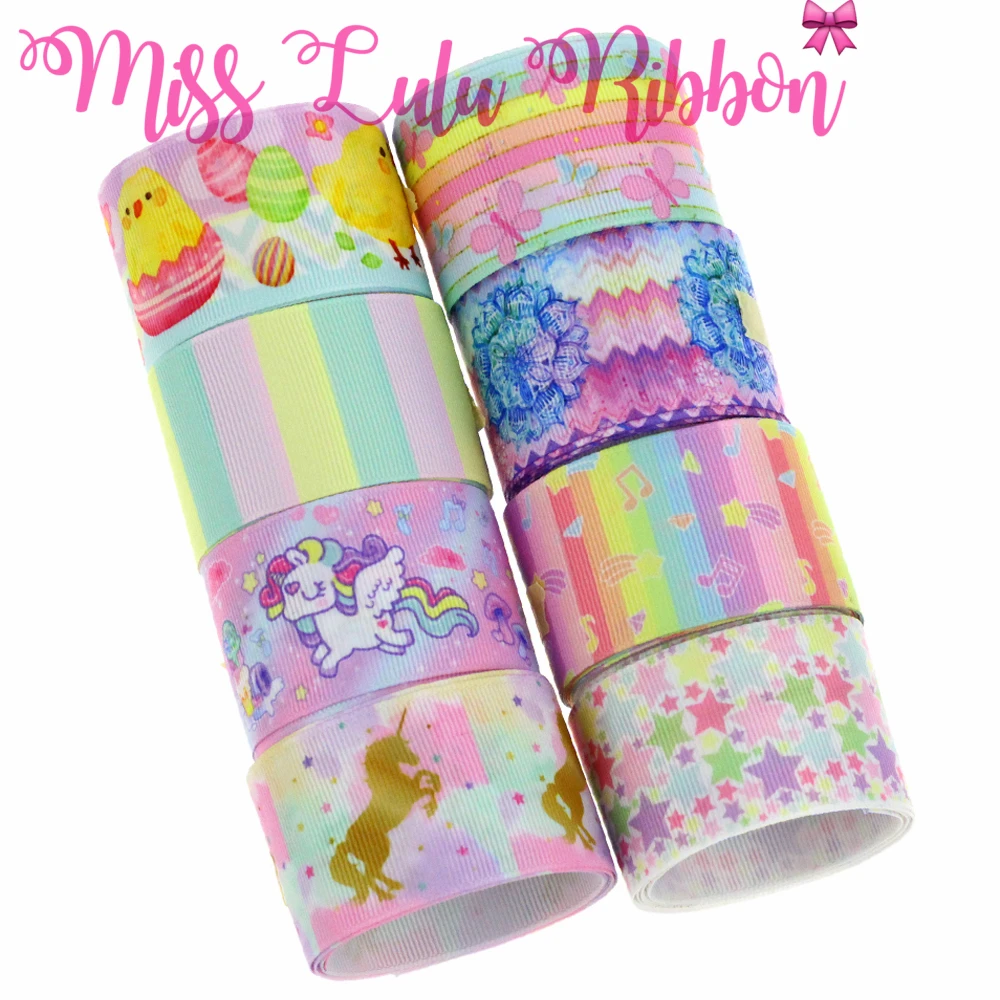 16mm-75mm Gradient Color Stripes Unicorn Star Patterns Printed Grosgrain Ribbon/Foe Hair Band Making 50yards/roll
16mm-75mm Gradient Color Stripes Unicorn Star Patterns Printed Grosgrain Ribbon/Foe Hair Band Making 50yards/roll