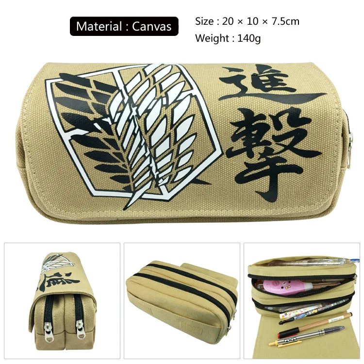 Anime Attack on Titan Cosplay Pen Bag Students Pencil Case Zipper Canvas Cosmetic Makeup Bags
Anime Attack on Titan Cosplay Pen Bag Students Pencil Case Zipper Canvas Cosmetic Makeup Bags