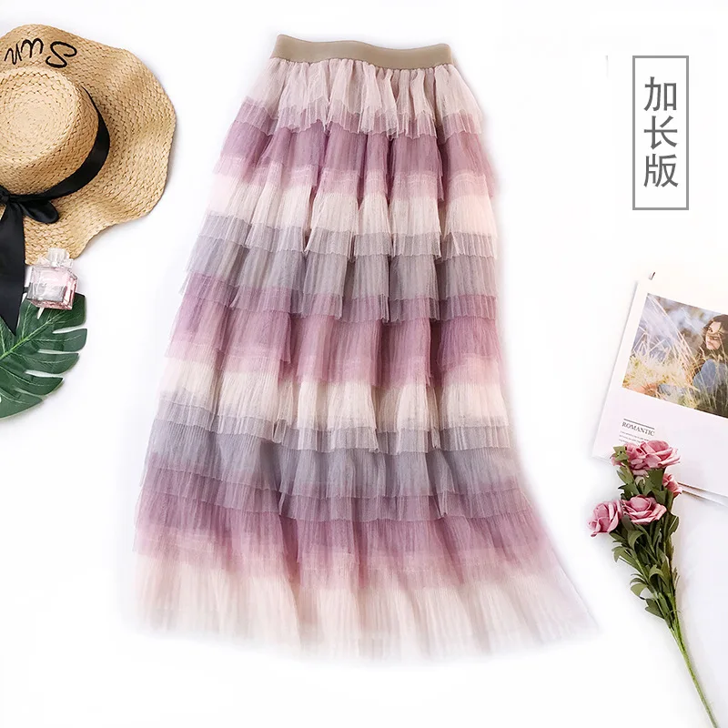 Women's Skirt Rainbow Layer Upon Layer Mesh Cake Skirt Women Vacation Beach Long Skirts Free Size High Quality
Women's Skirt Rainbow Layer Upon Layer Mesh Cake Skirt Women Vacation Beach Long Skirts Free Size High Quality