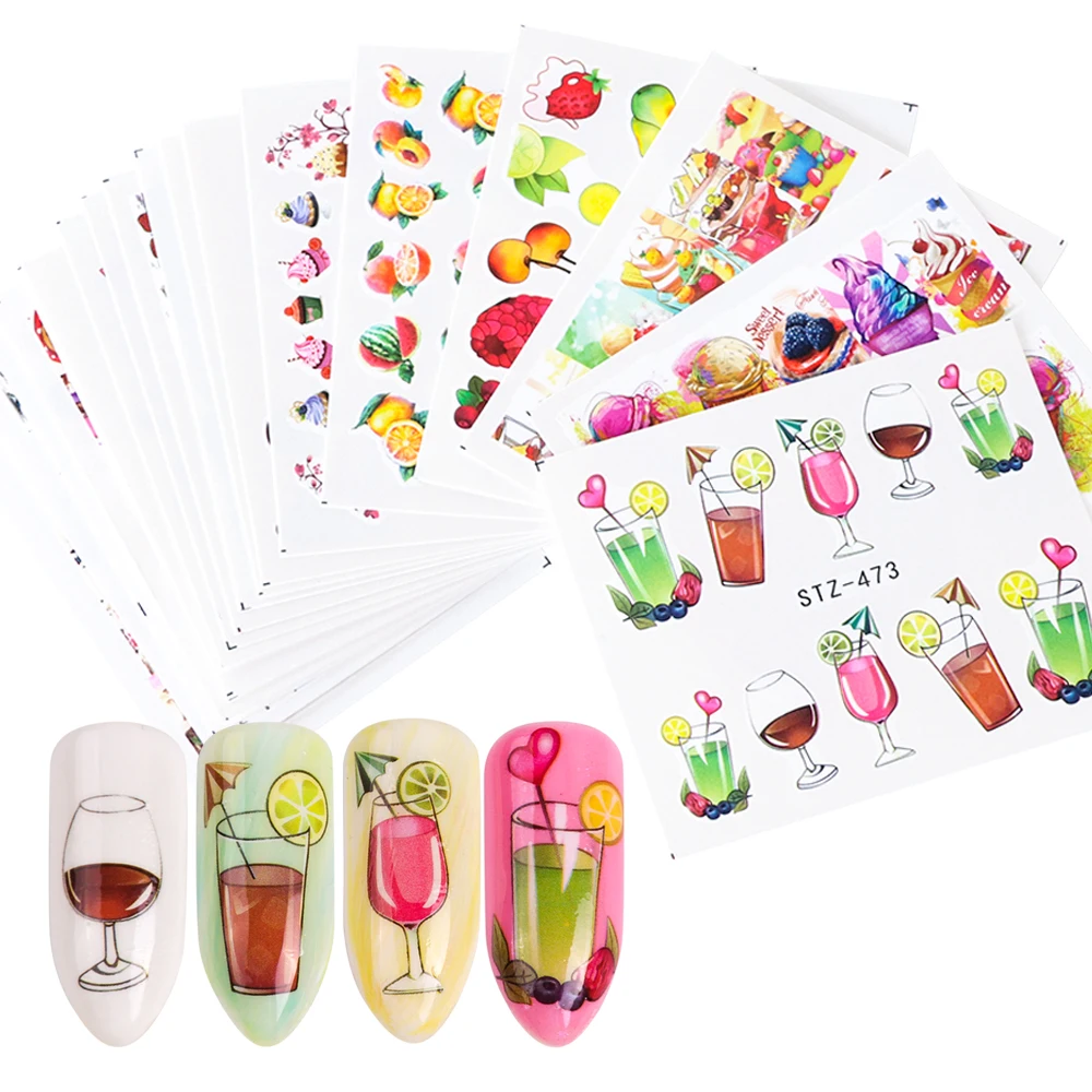 18pcs Summer Colorful Nail Stickers Fruit Cream Cake DIY Water Transfer Decals Nail Art Decoration Sliders Manicure TRSTZ471-488
18pcs Summer Colorful Nail Stickers Fruit Cream Cake DIY Water Transfer Decals Nail Art Decoration Sliders Manicure TRSTZ471-488