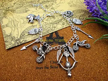 Hot sale Daryl /The Walking Dead Silver Charm Bracelet Crossbow Squirrel Cherokee Rose Wings Motorcycle Charms bracelet
Hot sale Daryl /The Walking Dead Silver Charm Bracelet Crossbow Squirrel Cherokee Rose Wings Motorcycle Charms bracelet