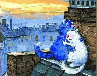 Blue cat and white cat fall in love on the roof animal painting by numbers on canvas wall pictures for living room
Blue cat and white cat fall in love on the roof animal painting by numbers on canvas wall pictures for living room