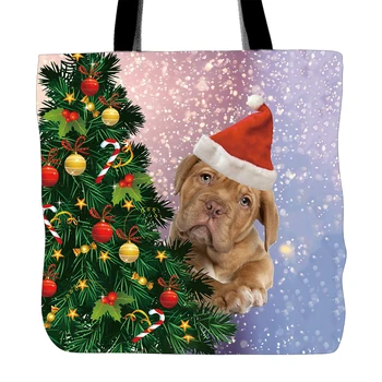 Snow Day And Christmas Tree Tote Bag For Shopping Food Convenience Women Shoulder White Canvas Hand Bags Cute Dog 
Snow Day And Christmas Tree Tote Bag For Shopping Food Convenience Women Shoulder White Canvas Hand Bags Cute Dog