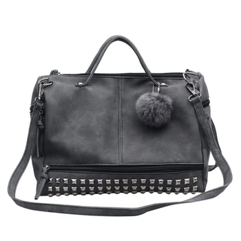 Fashion simple Female Top-handle Bags Rivet Larger Women Bags Hair Ball Shoulder Bag Motorcycle Messenger Bag
Fashion simple Female Top-handle Bags Rivet Larger Women Bags Hair Ball Shoulder Bag Motorcycle Messenger Bag