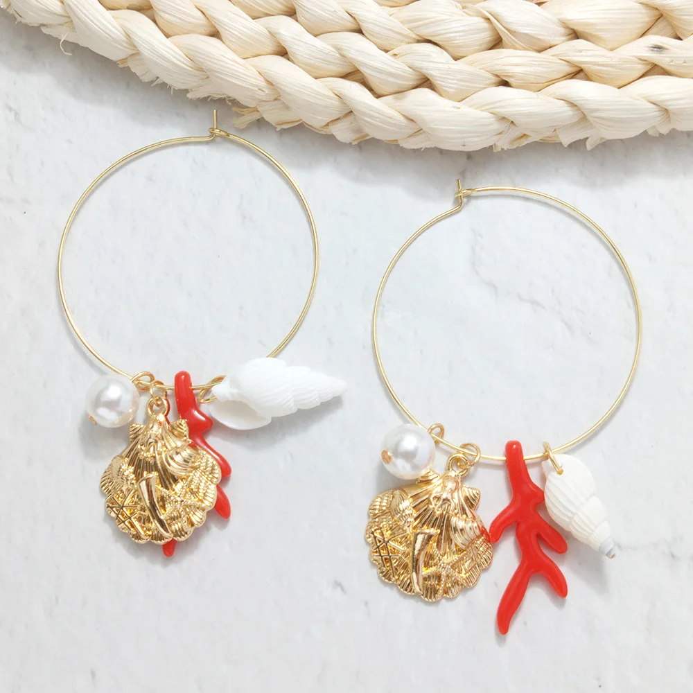 2019 New Metal Big Circle Drop Earring Metal Shell Red Coral White Conch Dangle Earrings For Girls Summer Beach PearlsJewelry
2019 New Metal Big Circle Drop Earring Metal Shell Red Coral White Conch Dangle Earrings For Girls Summer Beach PearlsJewelry