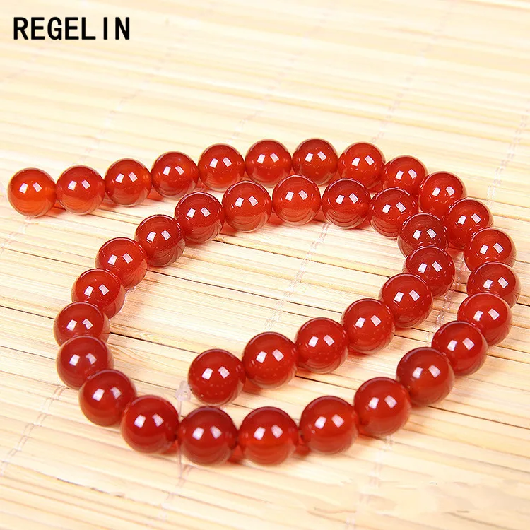 REGELIN Natural Stone Beads 6/8/10/12/14mm Round red Quartz Bead Loose Space 1strip DIY Jewelry Making Findings | Украшения и