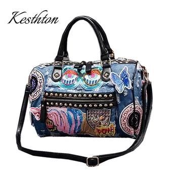 Korean Contrast Rivet Embroidery Machine Car Denim Women's Handbag Female Tote Bags Big Capacity Tote Bags for Women
Korean Contrast Rivet Embroidery Machine Car Denim Women's Handbag Female Tote Bags Big Capacity Tote Bags for Women
