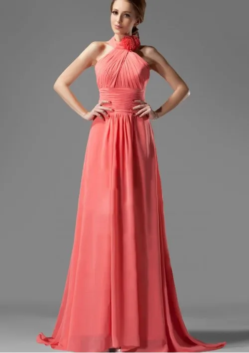 Vestido De Festa Longo Chiffon A Line Bridesmaid Dresses Coral Halter A-Line Ruched Bodice Elegant Custom Made Bridesmaid Gowns
Vestido De Festa Longo Chiffon A Line Bridesmaid Dresses Coral Halter A-Line Ruched Bodice Elegant Custom Made Bridesmaid Gowns