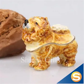 Hand Painted Dog Figurine Statue Chow Pewter Bejeweled Hinged Trinket Dog Shape Gift Box
Hand Painted Dog Figurine Statue Chow Pewter Bejeweled Hinged Trinket Dog Shape Gift Box