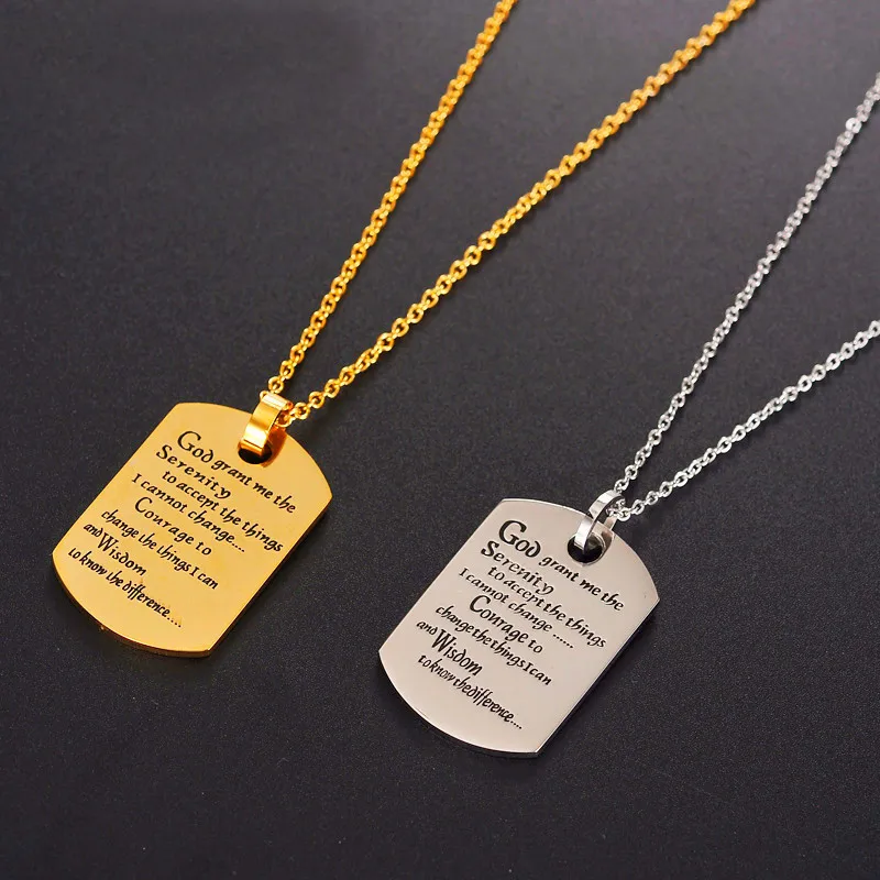 Religious Gold Color Dog Tags Pendants Stainless Steel Christmas Prayer Cross Bible Pendant Necklace For Christian Jewelry Gift
Religious Gold Color Dog Tags Pendants Stainless Steel Christmas Prayer Cross Bible Pendant Necklace For Christian Jewelry Gift