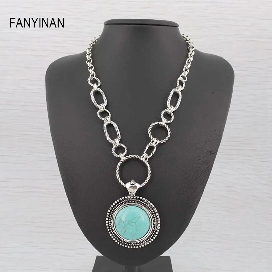 JIANXI chain necklace New Design Retro Style Round ITurquoise Necklace & Pendant Fashion Women's Fashion Jewelery
JIANXI chain necklace New Design Retro Style Round ITurquoise Necklace & Pendant Fashion Women's Fashion Jewelery