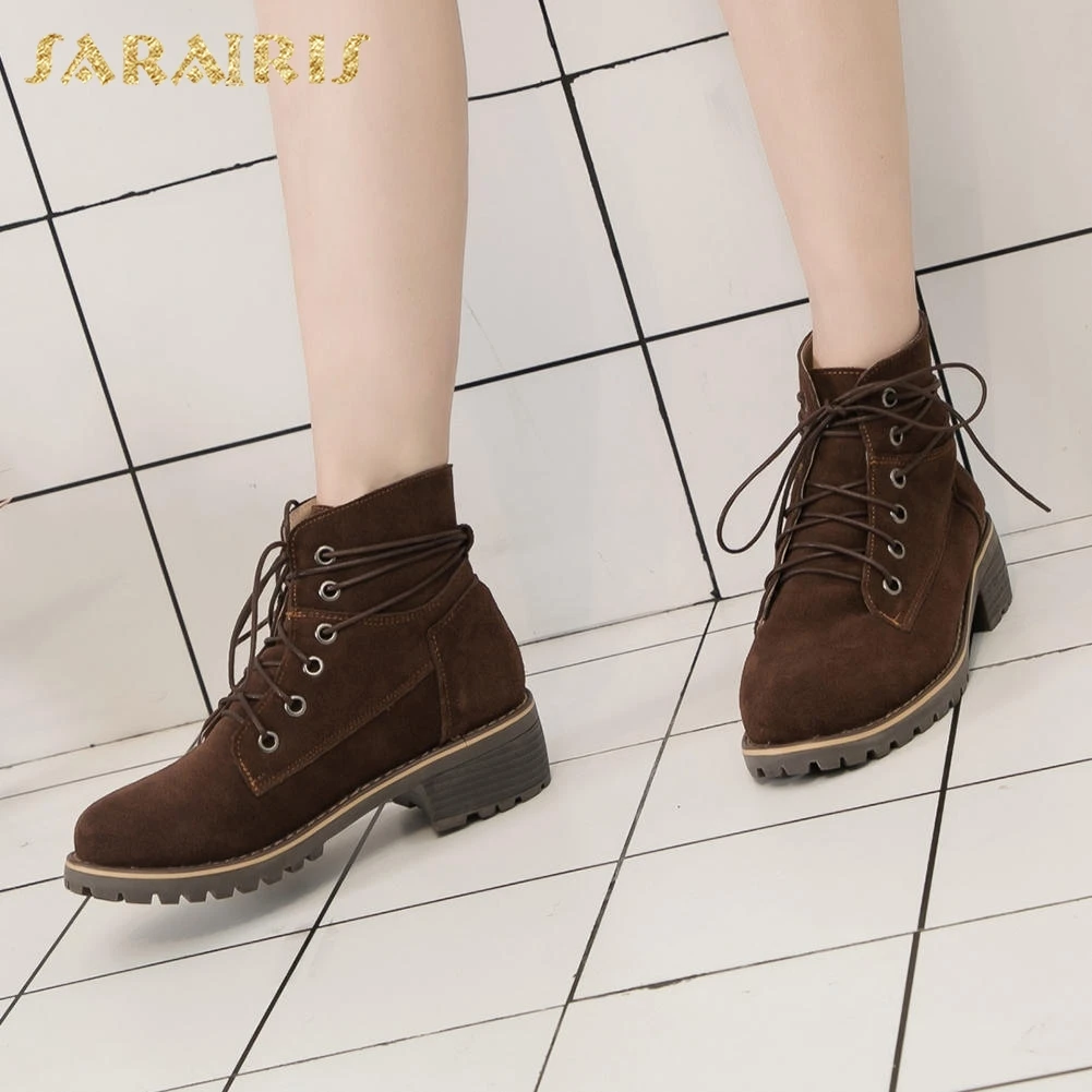 SARAIRIS wholesale new boots High Quality Cow Suede Ankle Boots Woman Shoes Women Chunky Heels Autumn Winter Boots
SARAIRIS wholesale new boots High Quality Cow Suede Ankle Boots Woman Shoes Women Chunky Heels Autumn Winter Boots