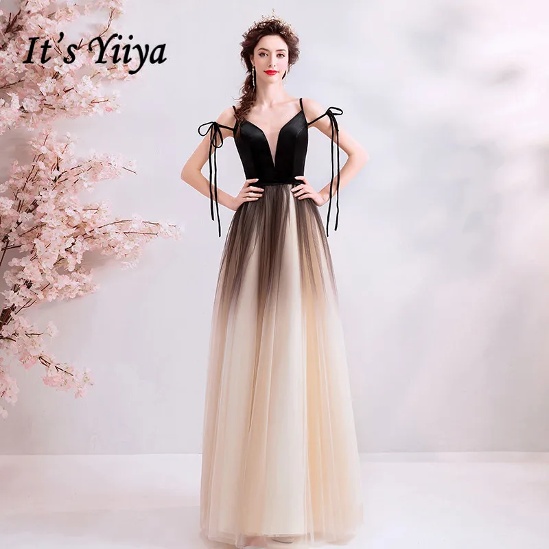 It's YiiYa Evening Dress Gradient Black Color Bow Party Dresses Sexy Spaghetti Strap V-neck Long Wedding Formal Gown E147
It's YiiYa Evening Dress Gradient Black Color Bow Party Dresses Sexy Spaghetti Strap V-neck Long Wedding Formal Gown E147
