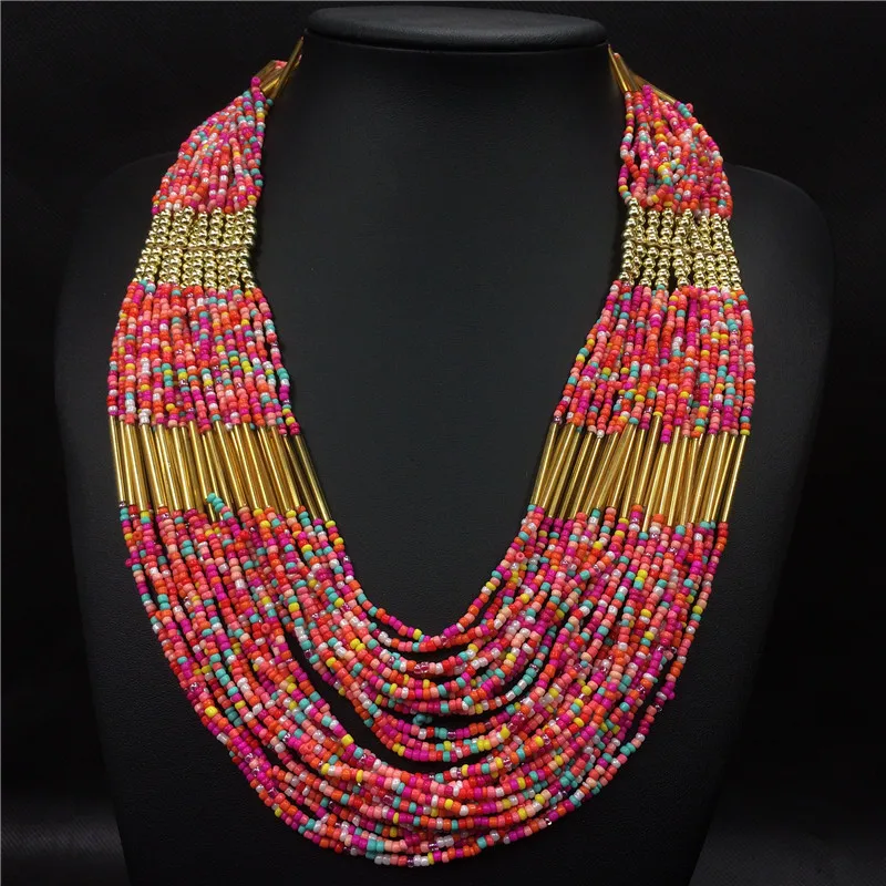 Fashion Multi-Layer Beaded Tassel Choker Necklace Women Party Jewelry 
Fashion Multi-Layer Beaded Tassel Choker Necklace Women Party Jewelry