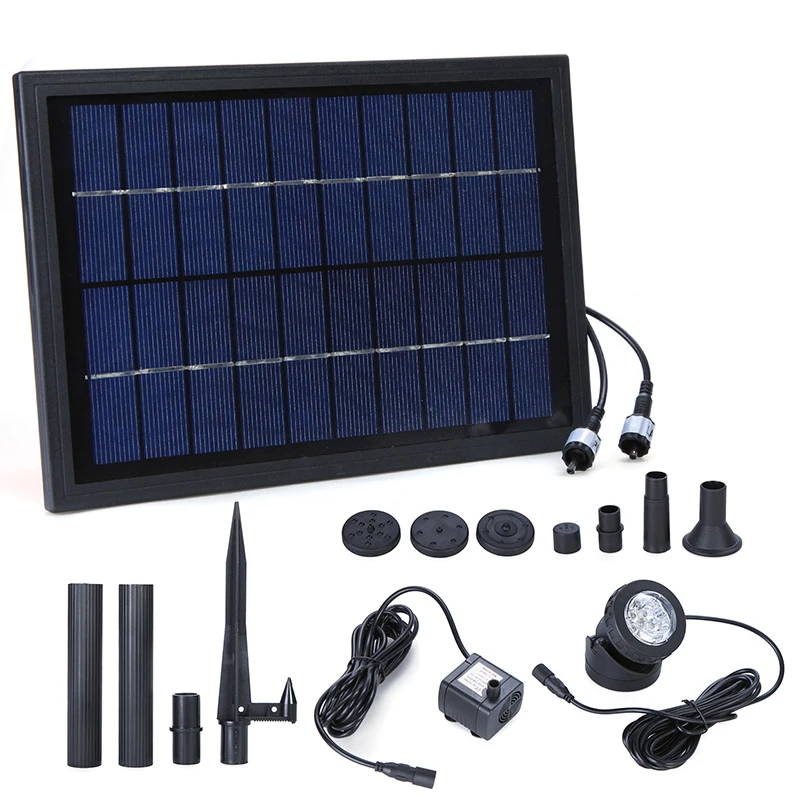 Brushless Solar Power Water Pump Decorative Fountain Water Pump with 6 LED Spotlight for Garden Pond Pool Water Cycle 10V 5W
Brushless Solar Power Water Pump Decorative Fountain Water Pump with 6 LED Spotlight for Garden Pond Pool Water Cycle 10V 5W