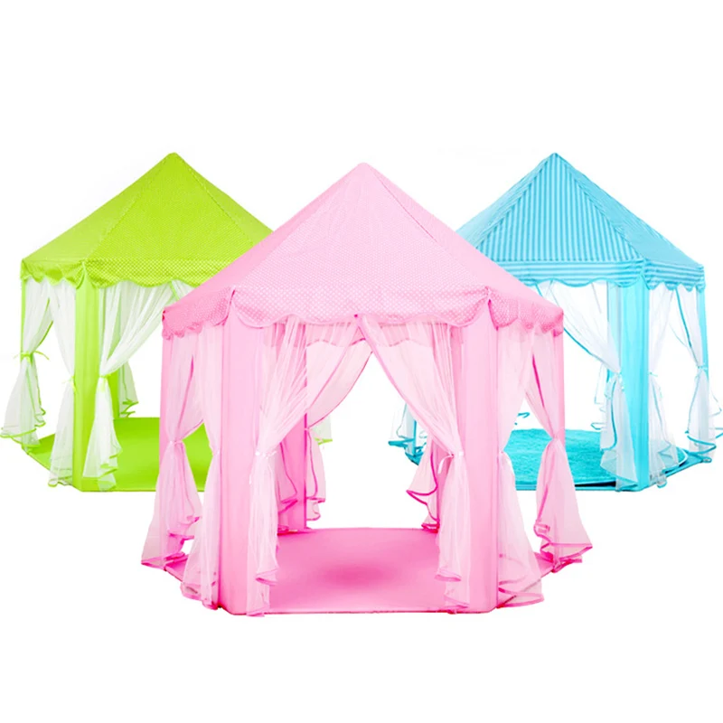 Foldable Girl Princess Pink Castle Tents Indoor Outdoor Portable Play Tent Playhouse Ball House Children Playing Sleeping | Игрушки и