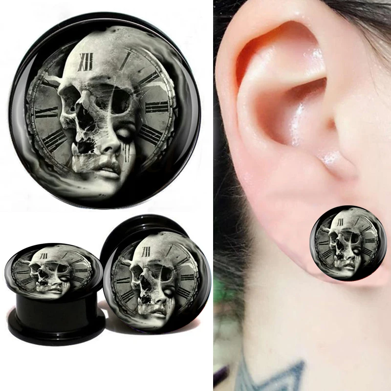 1 pair clock skull logo body piercing jewelry fashion black UV acrylic ear plugs tunnels , unisex 2pcs/lot 6-25mm
1 pair clock skull logo body piercing jewelry fashion black UV acrylic ear plugs tunnels , unisex 2pcs/lot 6-25mm