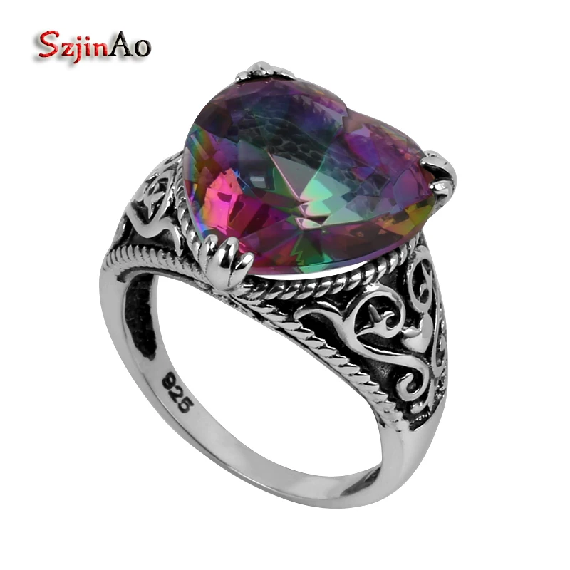 Szjinao 925 sterling silver jewelry rainbow topaz wholesale antique jewelry heart-shaped female wedding ring
Szjinao 925 sterling silver jewelry rainbow topaz wholesale antique jewelry heart-shaped female wedding ring
