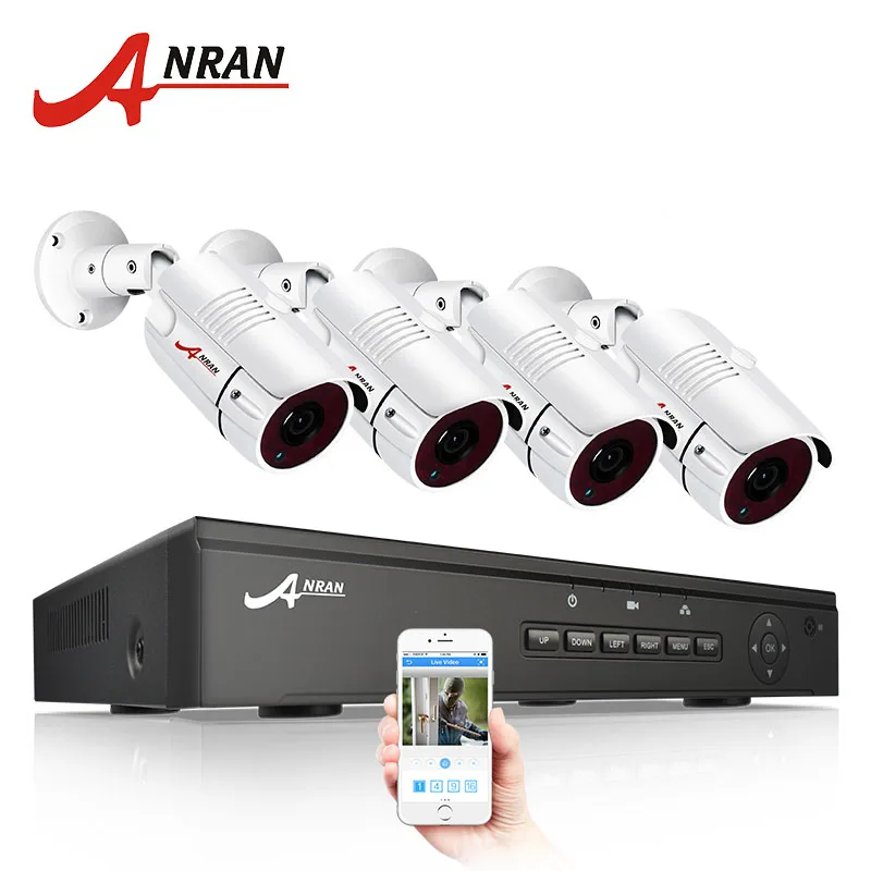 

ANRAN 48V POE 4CH NVR CCTV Kit Onvif P2P 1080P HD H.264 Video Surveillance Outdoor Waterproof Security IP Camera System