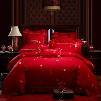 New 4/7Pcs Bedding set 100% Cotton Cherry embroidery Double King Queen size Bedspread set flouncing Duvet cover Pillowcases
New 4/7Pcs Bedding set 100% Cotton Cherry embroidery Double King Queen size Bedspread set flouncing Duvet cover Pillowcases