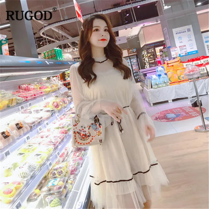 RUGOD New sweet women dress a line solid round neck cotton yarn long blouse midi transperent korean style casual modis vestido
RUGOD New sweet women dress a line solid round neck cotton yarn long blouse midi transperent korean style casual modis vestido