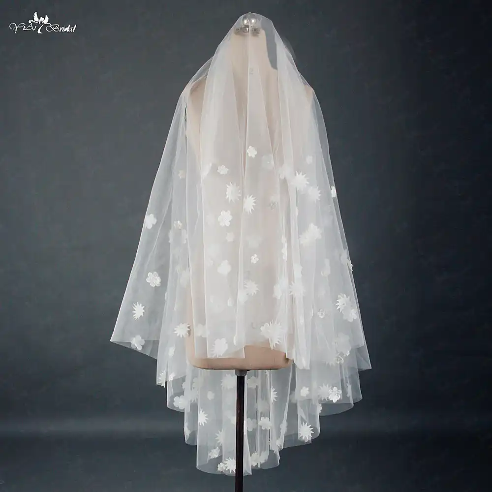 rsv52 yiaibridal elegant comb applique flowers wedding short