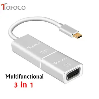 3 in 1 Usb C 3.1 Type C To VGA/F Cable Support 4K*2K Male To Female HDMI Converter To VGA Adapter For Macbook Pro New TOFOCO
3 in 1 Usb C 3.1 Type C To VGA/F Cable Support 4K*2K Male To Female HDMI Converter To VGA Adapter For Macbook Pro New TOFOCO