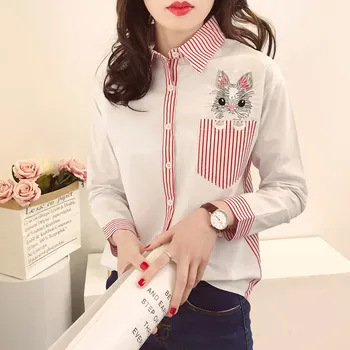 Women White Blouse Shirt Female Cotton New Summer Sweet Cartoon Cat Embroidery Shirts Women Tops Ladies Clothing 2019
Women White Blouse Shirt Female Cotton New Summer Sweet Cartoon Cat Embroidery Shirts Women Tops Ladies Clothing 2019