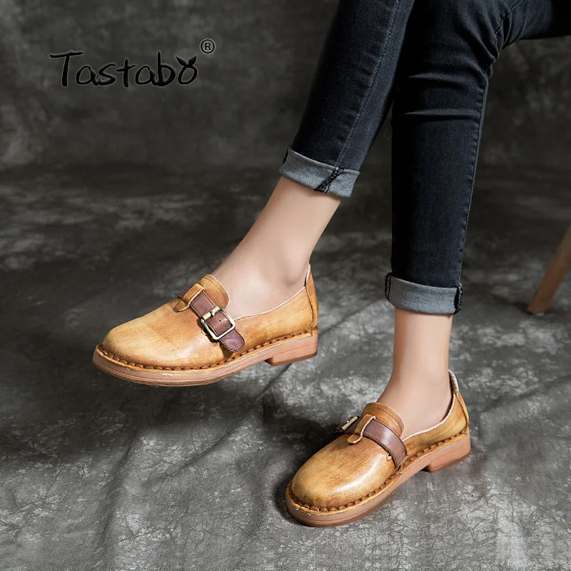 Tastabo 100%Genuine Leather Women's shoes Pigskin insole design Yellow Pink Casual style low heel shoes S1913 soft sole shoes
Tastabo 100%Genuine Leather Women's shoes Pigskin insole design Yellow Pink Casual style low heel shoes S1913 soft sole shoes