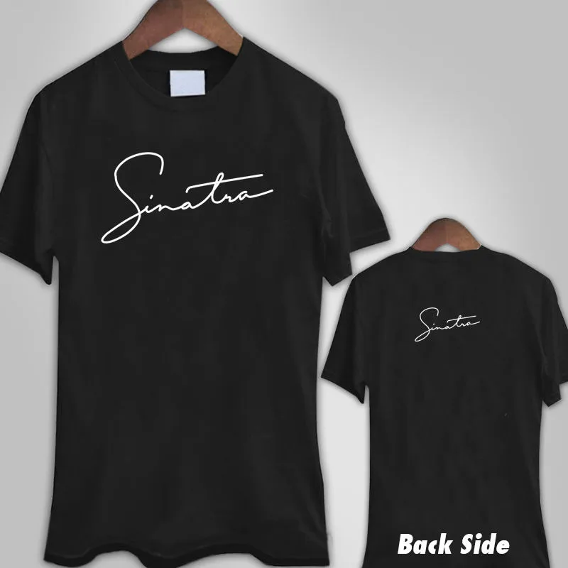 Фото Модная хлопковая футболка рубашки из ткани в рубчик Синатра символ Для мужчин