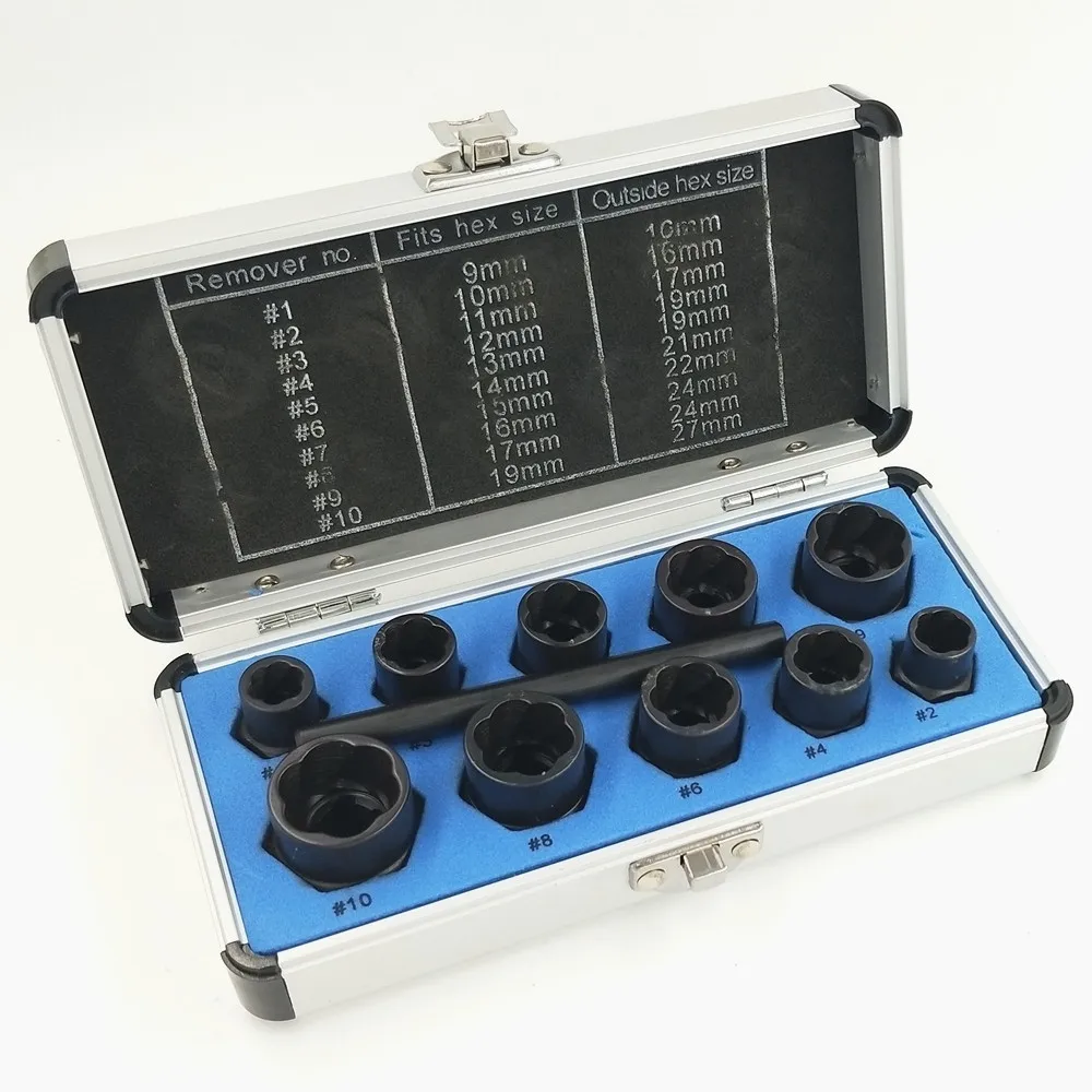 Damaged Bolt Nut Screw Remover Extractor Removal Set Nut Removal Socket Tool Threading Hand Tools Kit With Box Hot Sale
Damaged Bolt Nut Screw Remover Extractor Removal Set Nut Removal Socket Tool Threading Hand Tools Kit With Box Hot Sale