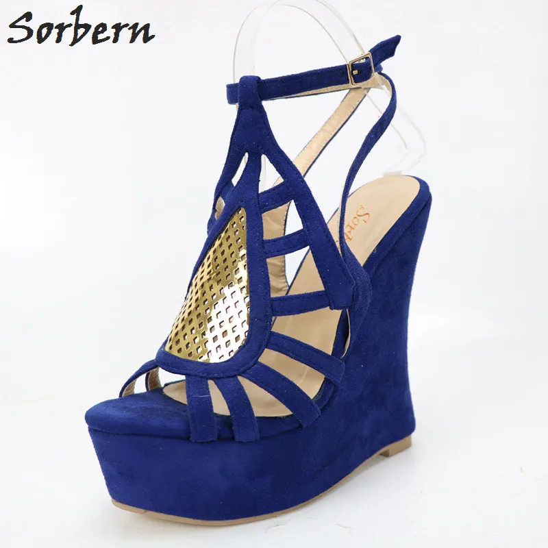 royal blue wedge heels
