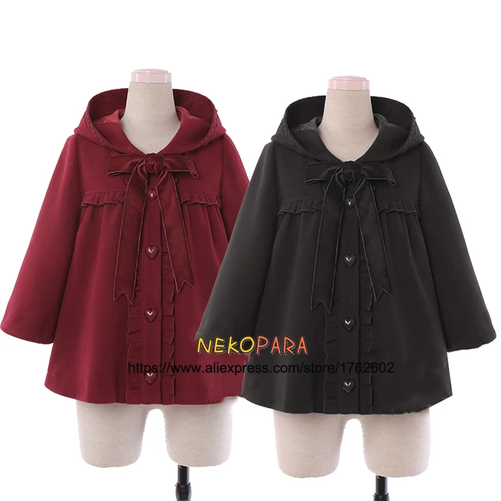 Cute Girls Winter Wool Blend Little Red Hat Cape Cat Ears Hooded Jacket Big Bow Ruffles Trim Kawaii Lolita Outwear
Cute Girls Winter Wool Blend Little Red Hat Cape Cat Ears Hooded Jacket Big Bow Ruffles Trim Kawaii Lolita Outwear