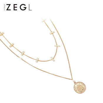 ZEGL Girls Necklace Net Red Double Round Necklace Female Hip Hop Tide European and American Style Clavicle Chain Coin Pendant
ZEGL Girls Necklace Net Red Double Round Necklace Female Hip Hop Tide European and American Style Clavicle Chain Coin Pendant