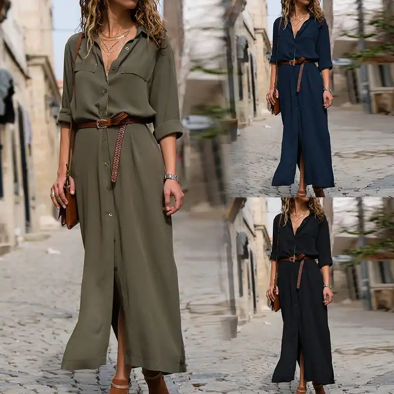 khaki shirt dress womens